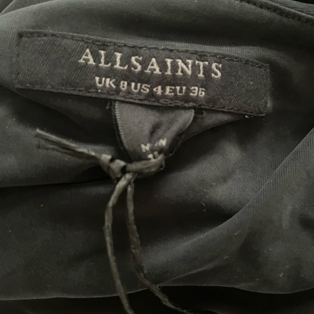 🆕 All Saints Hanako Long Sleeve Ruched Dark Gray Asymmetrical Dress 8UK (4US) - Picture 10 of 16